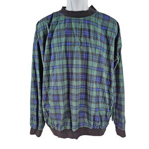 Vintage IZOD Windbreaker Pullover Jacket Green Blue Size L Mens